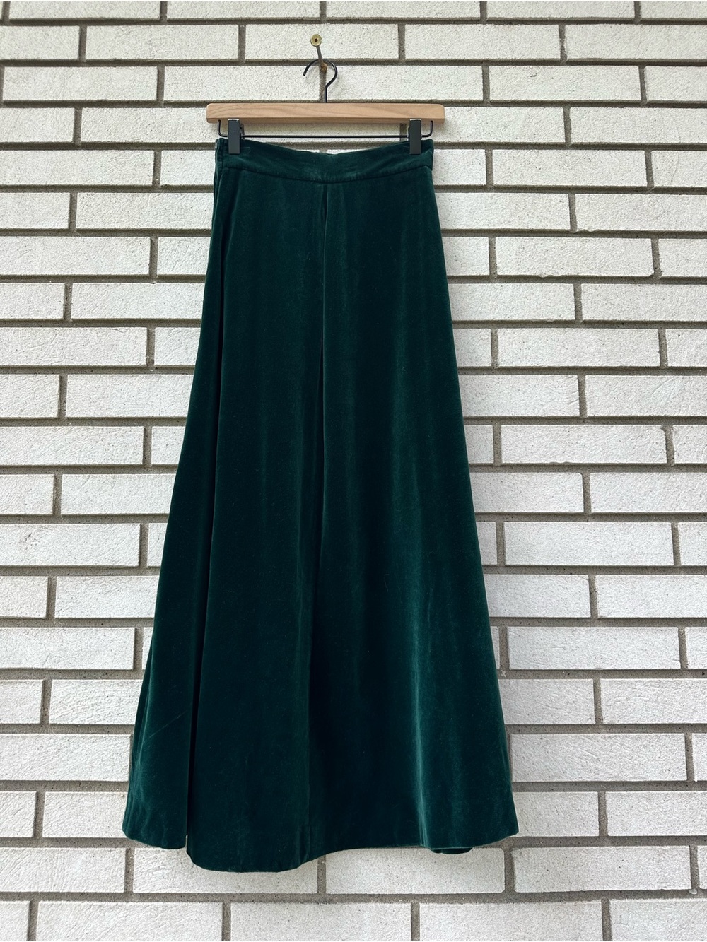Emily Just Emily Vintage Green Velvet Maxi Skirt High Waist A Line XS 0 2